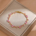 Gold Plated Crystal Stones Tulip Bracelet for Girls/Women